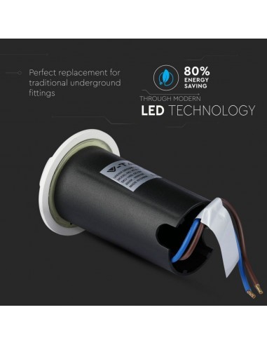 1471-Faretto LED Segnapasso a Cilindro da Interramento Calpestabile  con  Fasci Luminosi Colore Bianco V  -7