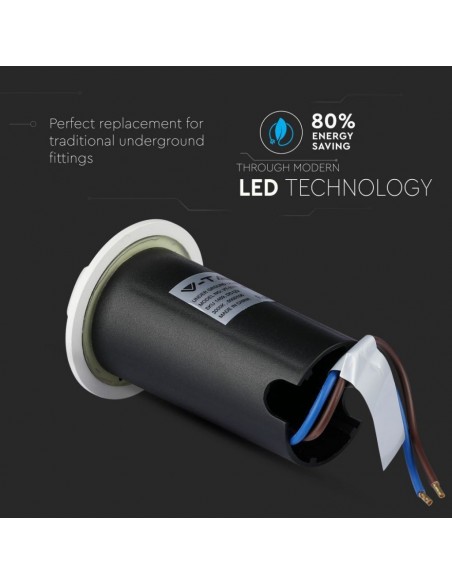 1471-Faretto LED Segnapasso a Cilindro da Interramento Calpestabile  con  Fasci Luminosi Colore Bianco V  -7