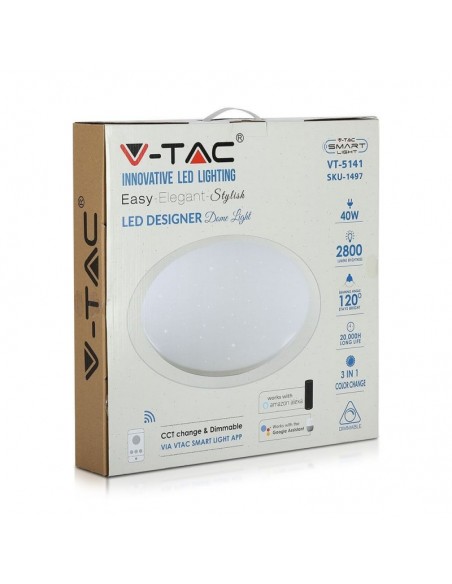 1497-Plafoniera LED Rotonda   in  Effetto Stellato Compatibile con Google Home e Amazon Alexa Dimmerabile-2