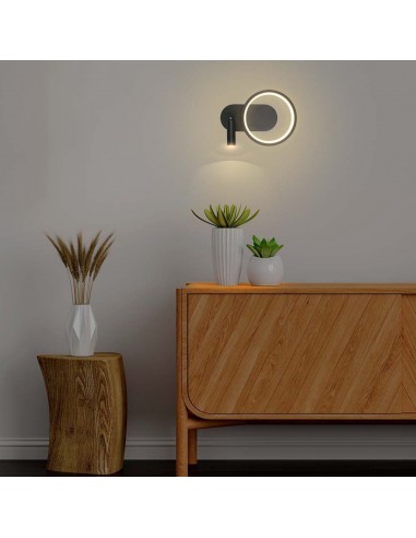 14980-Lampada LED da Muro  con Faretto da Lettura Orientabile  in Metallo  Colore Nero -4