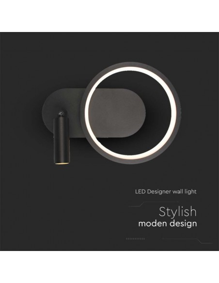 14980-Lampada LED da Muro  con Faretto da Lettura Orientabile  in Metallo  Colore Nero -6