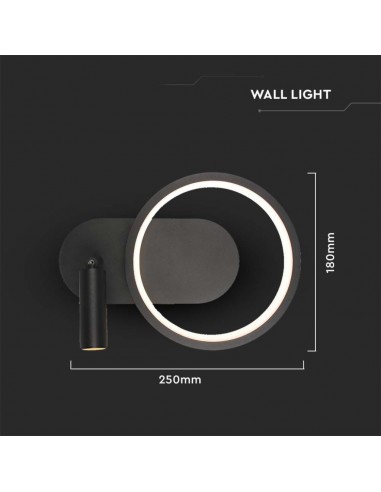 14981-Lampada LED da Muro  con Faretto da Lettura Orientabile  in Metallo  Colore Nero -3