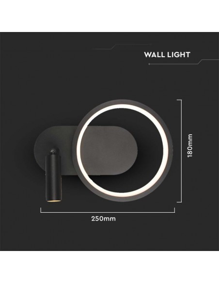 14981-Lampada LED da Muro  con Faretto da Lettura Orientabile  in Metallo  Colore Nero -3