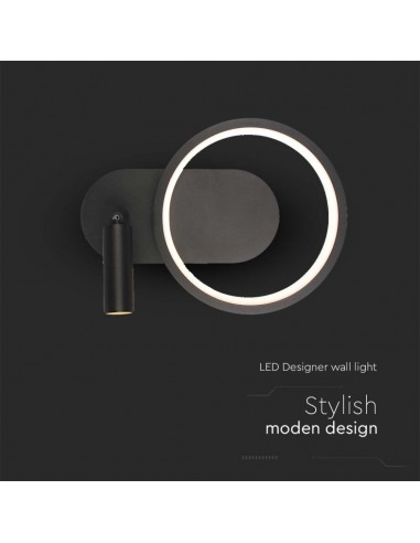 14981-Lampada LED da Muro  con Faretto da Lettura Orientabile  in Metallo  Colore Nero -6