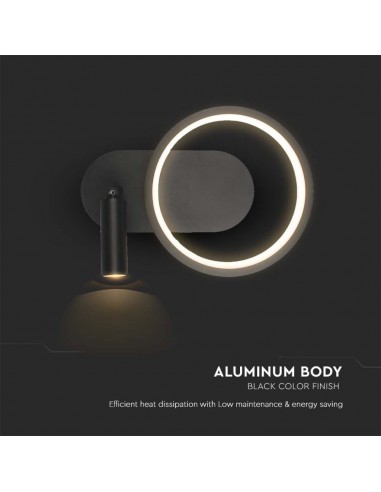 14981-Lampada LED da Muro  con Faretto da Lettura Orientabile  in Metallo  Colore Nero -7