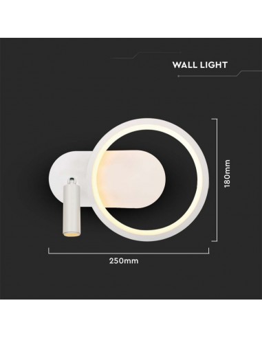 14982-Lampada LED da Muro  con Faretto da Lettura Orientabile  in Metallo  Colore Bianco -3