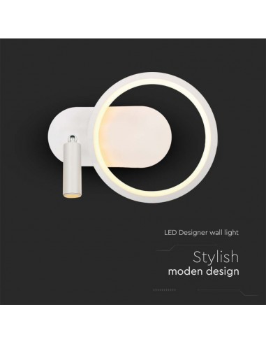 14982-Lampada LED da Muro  con Faretto da Lettura Orientabile  in Metallo  Colore Bianco -6