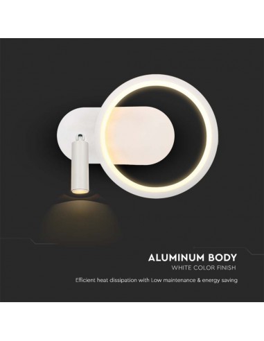 14983-Lampada LED da Muro  con Faretto da Lettura Orientabile  in Metallo  Colore Bianco -7