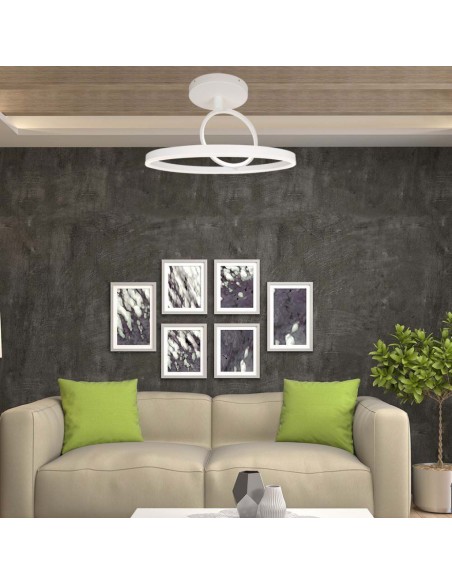 14984-Lampadario LED con  Cerchi  in Metallo Colore Bianco xcm -4