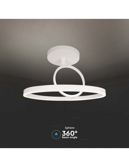 Lampadario LED con 2 Cerchi 38W in Metallo Bianco 50*20cm 3000K