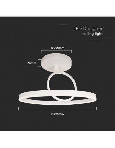 14985-Lampadario LED con  Cerchi  in Metallo Colore Bianco xcm -2