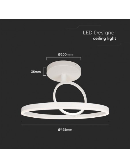 14985-Lampadario LED con  Cerchi  in Metallo Colore Bianco xcm -2