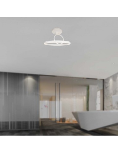 14985-Lampadario LED con  Cerchi  in Metallo Colore Bianco xcm -3