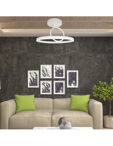 14985-Lampadario LED con  Cerchi  in Metallo Colore Bianco xcm -4