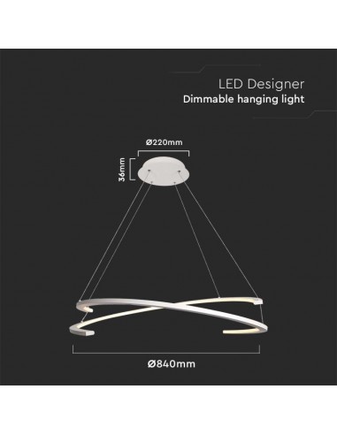 14986-Lampadario LED a Sospensione con  Mezzaluna  Colore Bianco xcm  Triac Dimmerabile -2