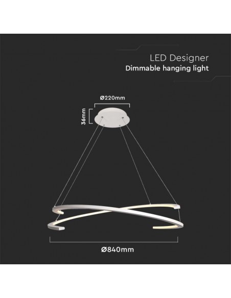 14986-Lampadario LED a Sospensione con  Mezzaluna  Colore Bianco xcm  Triac Dimmerabile -2