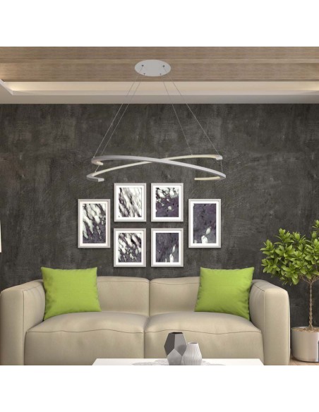 14986-Lampadario LED a Sospensione con  Mezzaluna  Colore Bianco xcm  Triac Dimmerabile -4