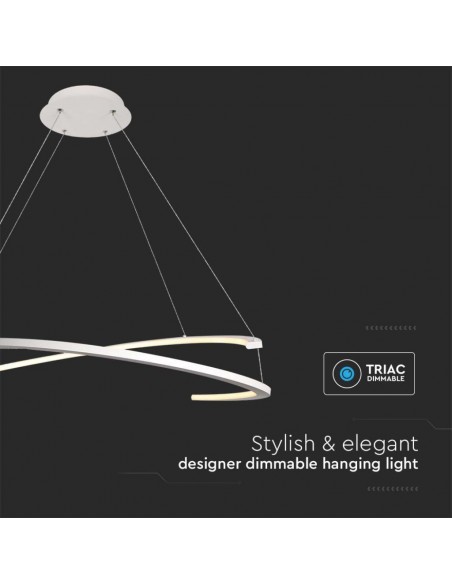 14986-Lampadario LED a Sospensione con  Mezzaluna  Colore Bianco xcm  Triac Dimmerabile -7