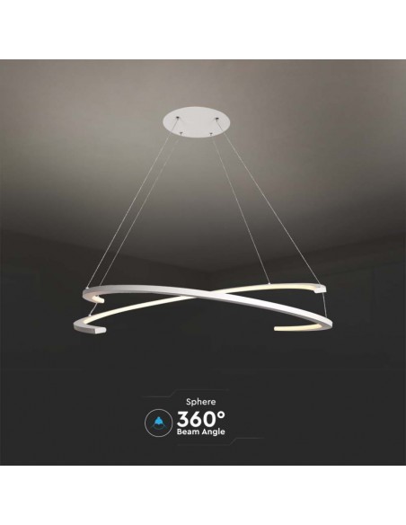 Lampadario LED a Sospensione con 2 Mezzaluna 48W Bianco 80*120cm 3000K Triac Dimmerabile 3000K