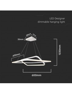 14988-Lampadario LED a Sospensione con  Rettangoli  in Metallo Colore Bianco   Triac Dimmerabile-1 2