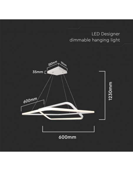 14988-Lampadario LED a Sospensione con  Rettangoli  in Metallo Colore Bianco   Triac Dimmerabile-2