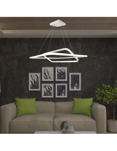 14988-Lampadario LED a Sospensione con  Rettangoli  in Metallo Colore Bianco   Triac Dimmerabile-4