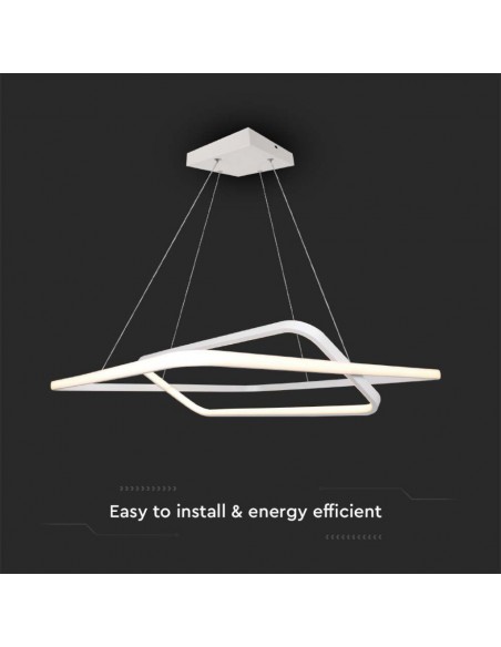 14988-Lampadario LED a Sospensione con  Rettangoli  in Metallo Colore Bianco   Triac Dimmerabile-6