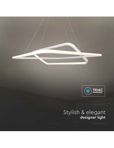 14988-Lampadario LED a Sospensione con  Rettangoli  in Metallo Colore Bianco   Triac Dimmerabile-7