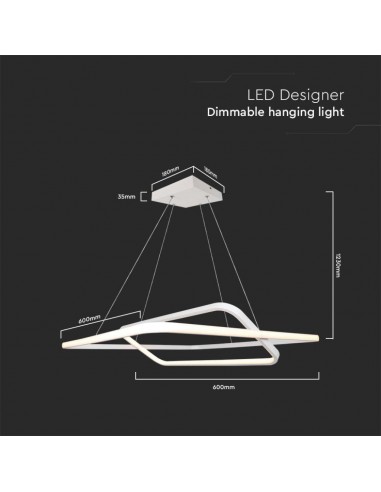 14989-Lampadario LED a Sospensione con  Rettangoli  in Metallo Colore Bianco   Triac Dimmerabile-2