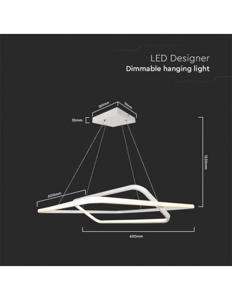 14989-Lampadario LED a Sospensione con  Rettangoli  in Metallo Colore Bianco   Triac Dimmerabile-2