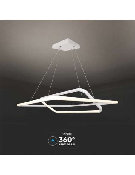 Lampadario LED a Sospensione con 2 Rettangoli 50W in Metallo Bianco 60*60*120cm 4000K Triac Dimmerabile