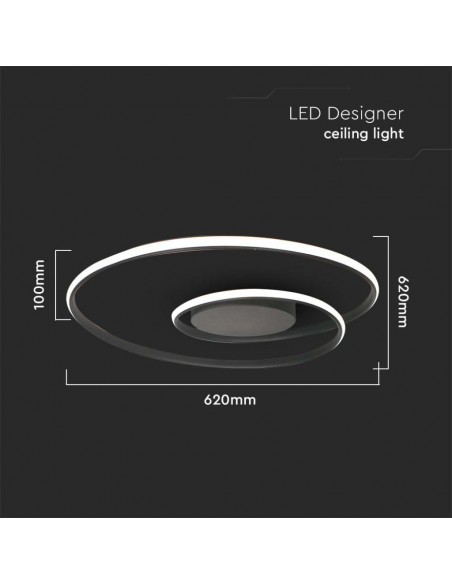 14990-Plafoniera LED  con Montaggio a Plafone TRIAC Dimmerabile Corpo Nero  -2