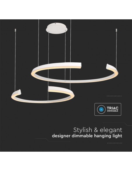 14992-Lampadario LED a Sospensione con  Mezzaluna  in Metallo Colore Bianco   Triac Dimmerabile-7