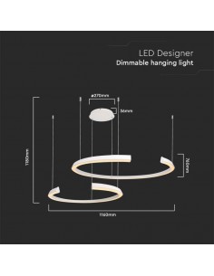 14993-Lampadario LED a Sospensione con  Mezzaluna  in Metallo Colore Bianco   Triac Dimmerabile-1 2