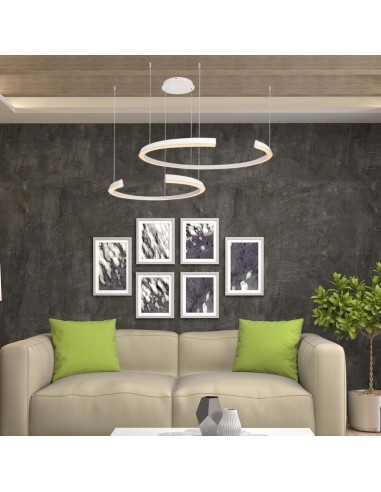 14993-Lampadario LED a Sospensione con  Mezzaluna  in Metallo Colore Bianco   Triac Dimmerabile-4