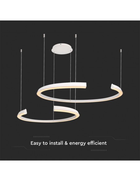 14993-Lampadario LED a Sospensione con  Mezzaluna  in Metallo Colore Bianco   Triac Dimmerabile-6