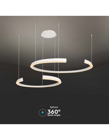 Lampadario LED a Sospensione con 2 Mezzaluna 48W in Metallo Bianco 110*80*120cm 4000K Triac Dimmerabile