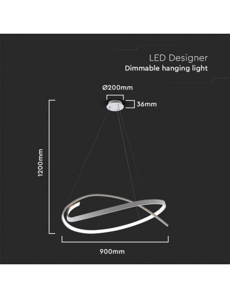 14996-Lampadario LED a Sospensione Circolare  in Metallo Colore Bianco xcm  Triac Dimmerabile-2