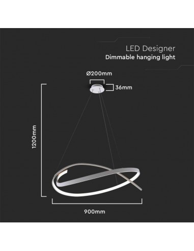 14997-Lampadario LED a Sospensione Circolare  in Metallo Colore Bianco xcm  Triac Dimmerabile-2