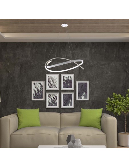 14997-Lampadario LED a Sospensione Circolare  in Metallo Colore Bianco xcm  Triac Dimmerabile-4