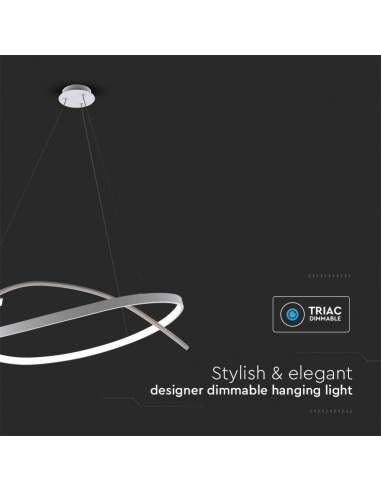 14997-Lampadario LED a Sospensione Circolare  in Metallo Colore Bianco xcm  Triac Dimmerabile-7