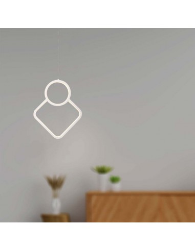15338-Lampadario LED a Sospensione  dal Design Moderno xmm Regolabile Colore Bianco -4