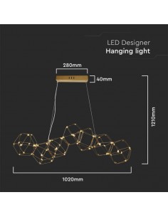 15339-Lampadario LED a Sospensione  in Metallo dal Design Moderno Verniciato Oro -1 2