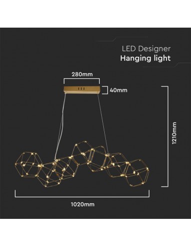 15339-Lampadario LED a Sospensione  in Metallo dal Design Moderno Verniciato Oro -2