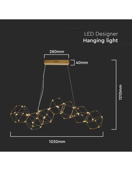 15339-Lampadario LED a Sospensione  in Metallo dal Design Moderno Verniciato Oro -2
