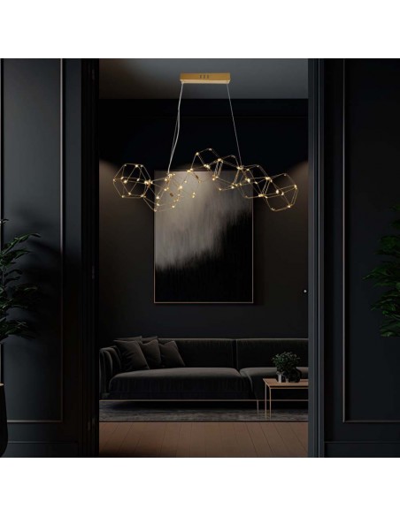 15339-Lampadario LED a Sospensione  in Metallo dal Design Moderno Verniciato Oro -3