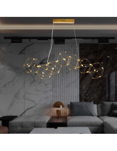 15339-Lampadario LED a Sospensione  in Metallo dal Design Moderno Verniciato Oro -4