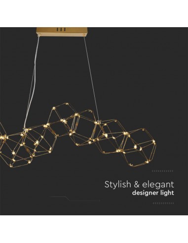15339-Lampadario LED a Sospensione  in Metallo dal Design Moderno Verniciato Oro -7