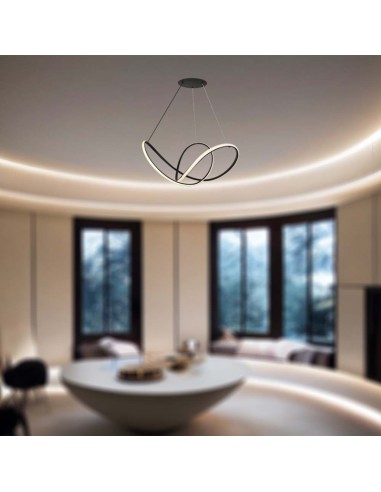 15340-Lampadario LED a Sospensione  in Metallo Colore Nero xcm Dimmerabile -4