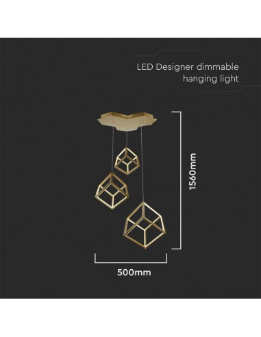 15341-Lampadario LED a Sospensione con  Cubi  Moderno e Decorativo xxcm Colore Oro-2